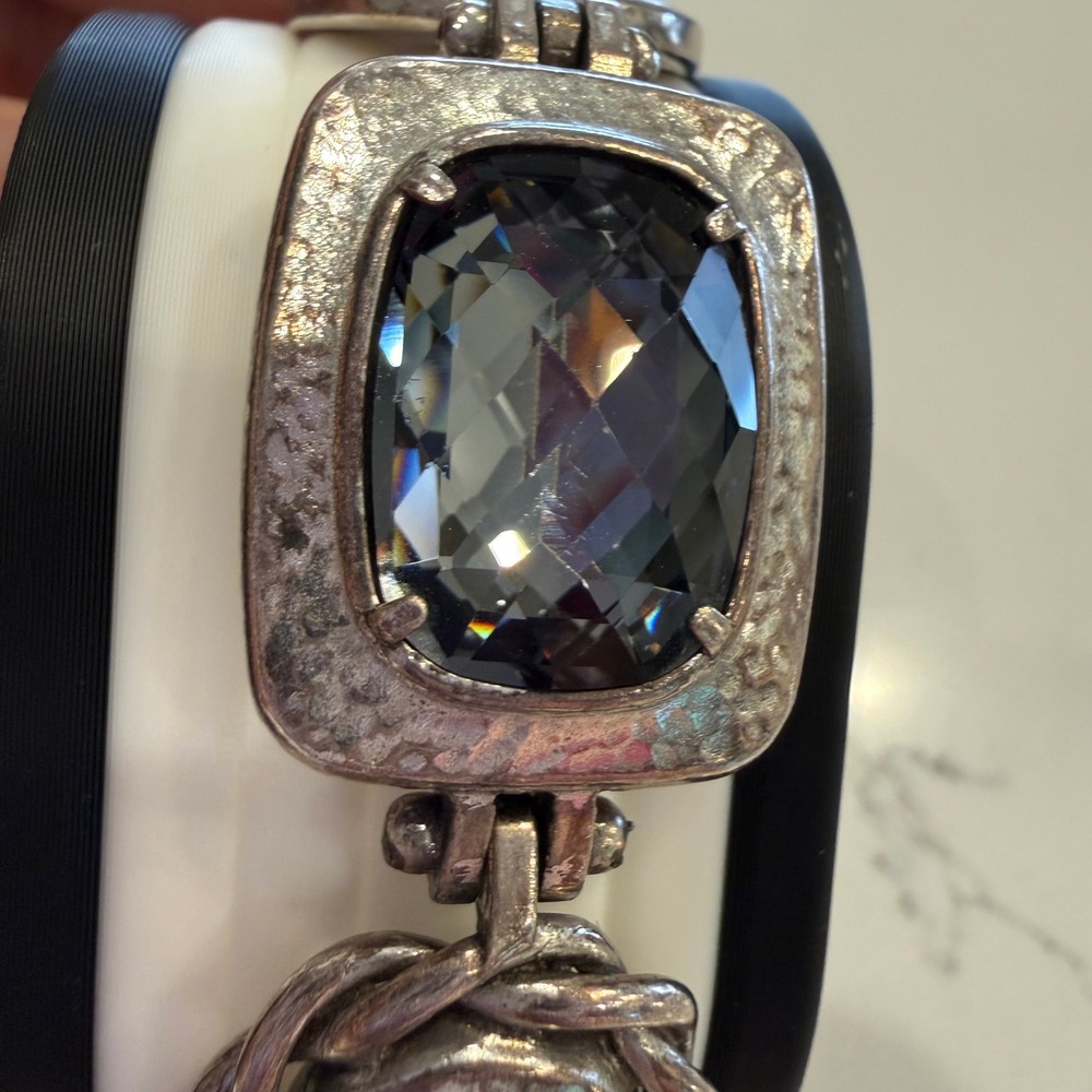 Brighton Venus Rising Smoky Crystal Bracelet Silver Plated Retired Statement